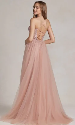 A-Line Long Lace Prom Dress with Sheer Waist