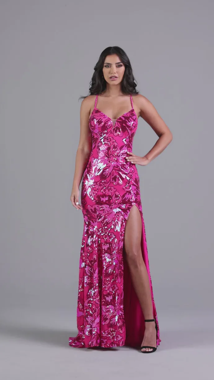 Backless Bright Long Sequin Formal Dress