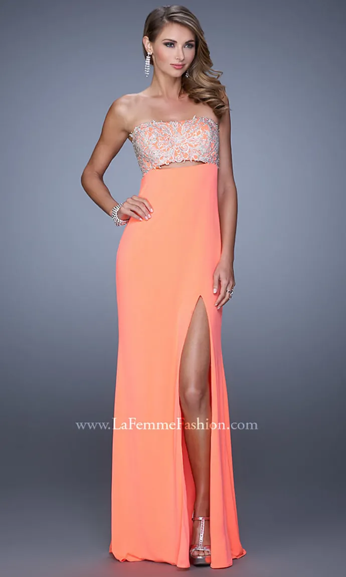 Backless Long Strapless Prom Dress by La Femme