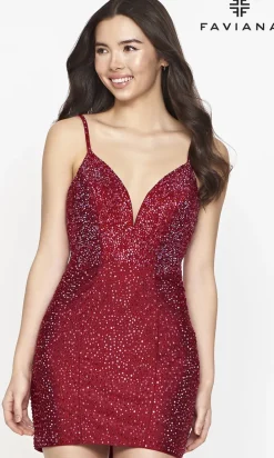 Beaded Open-Back Short Faviana Homecoming Dress