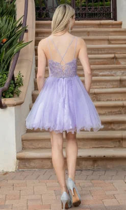 Beaded-Bodice Short Baby Doll Party Dress