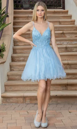 Beaded-Bodice Short Baby Doll Party Dress