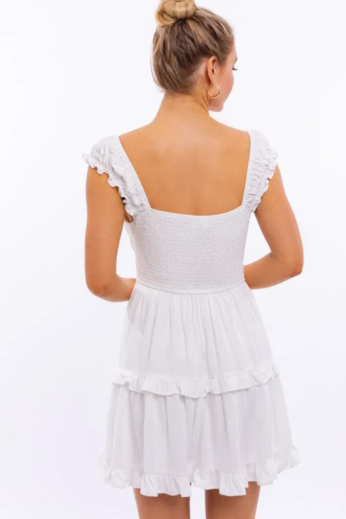 Cap-Sleeve Short Ruffled Graduation Party Dress