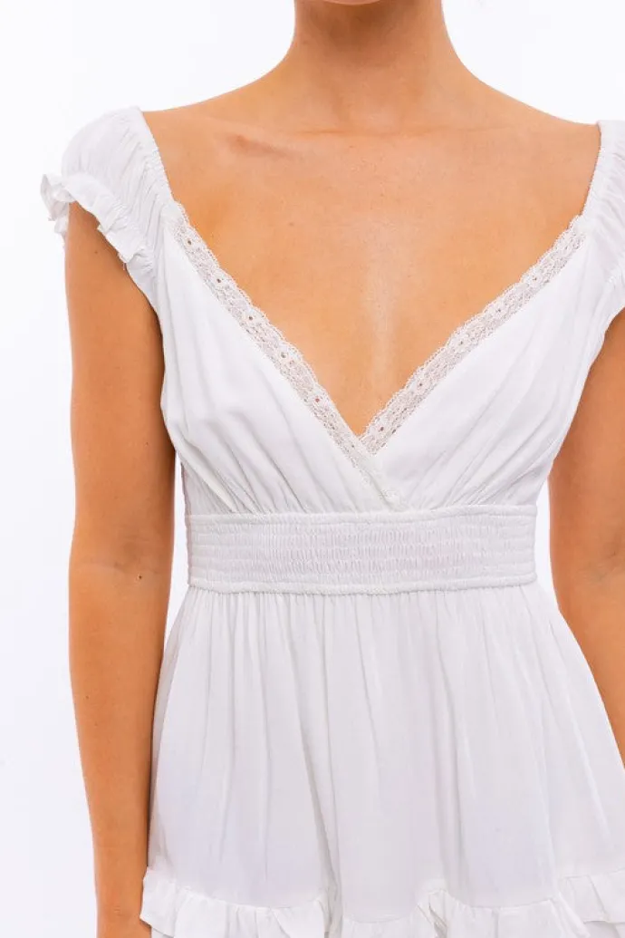 Cap-Sleeve Short Ruffled Graduation Party Dress