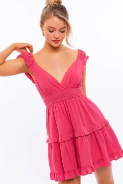 Cap-Sleeve Short Ruffled Graduation Party Dress
