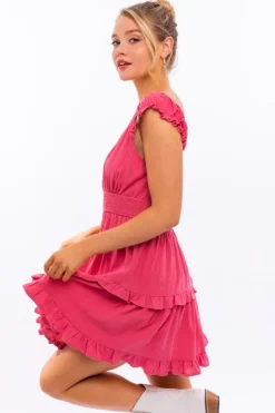 Cap-Sleeve Short Ruffled Graduation Party Dress