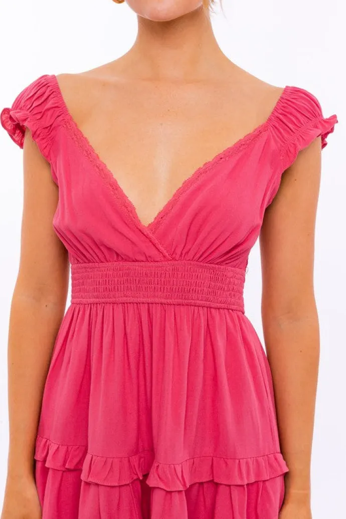 Cap-Sleeve Short Ruffled Graduation Party Dress