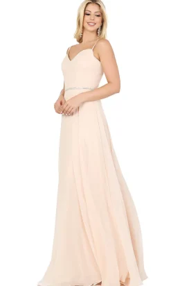 Corset-Back A-Line Prom Gown with Beaded Waist