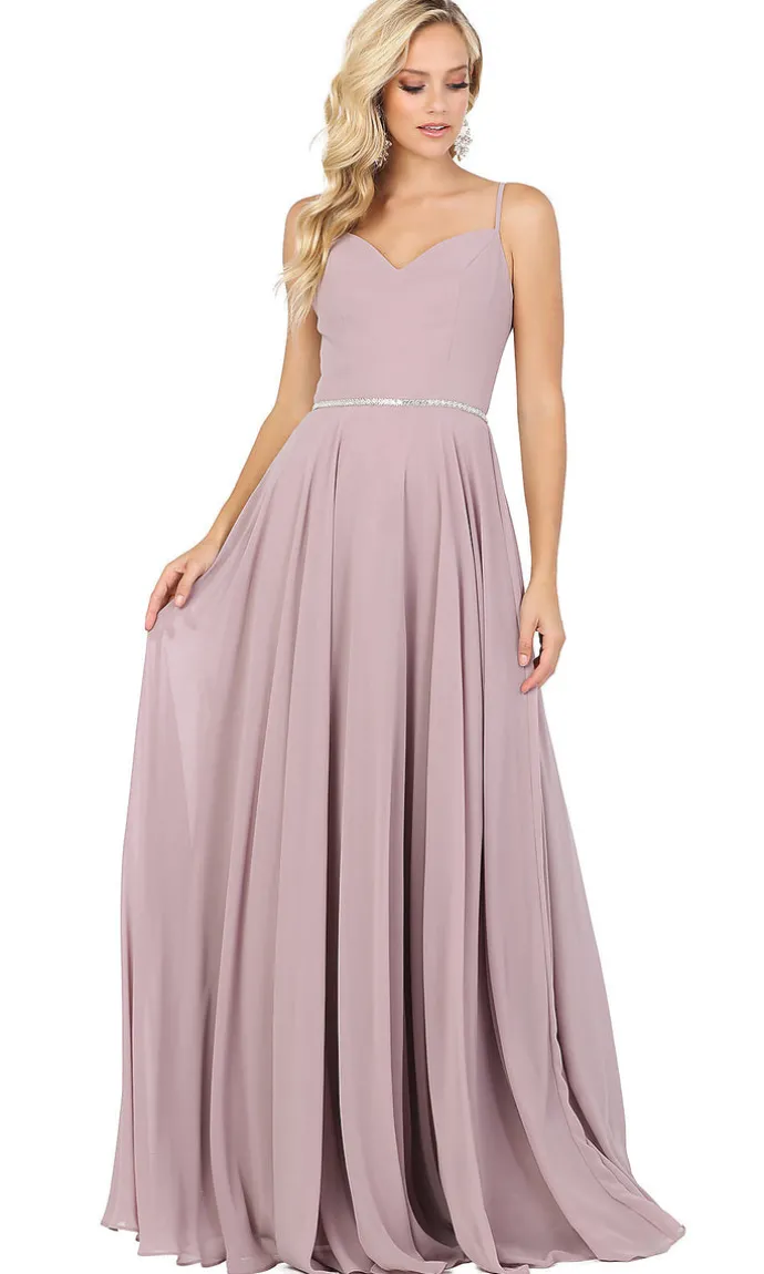 Corset-Back A-Line Prom Gown with Beaded Waist