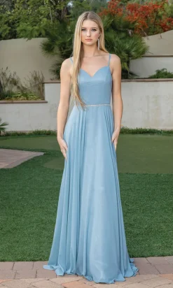 Corset-Back A-Line Prom Gown with Beaded Waist