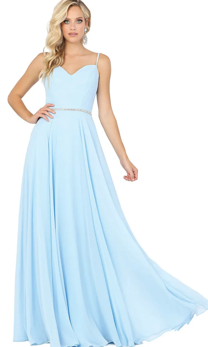 Corset-Back A-Line Prom Gown with Beaded Waist