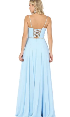 Corset-Back A-Line Prom Gown with Beaded Waist