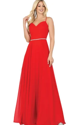 Corset-Back A-Line Prom Gown with Beaded Waist