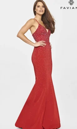 Faviana Light Blue Long Beaded Mermaid Prom Dress