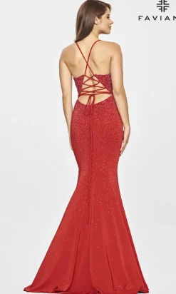 Faviana Light Blue Long Beaded Mermaid Prom Dress