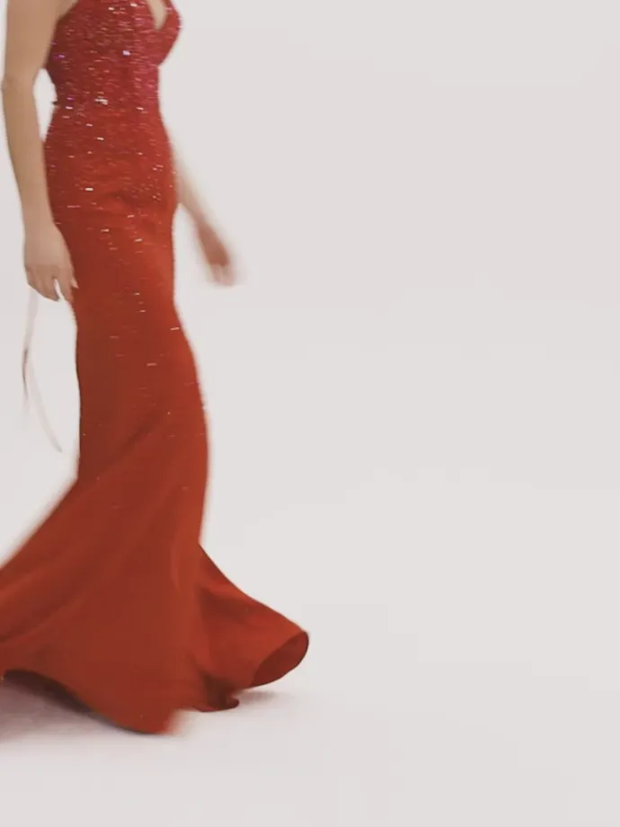 Faviana Light Blue Long Beaded Mermaid Prom Dress