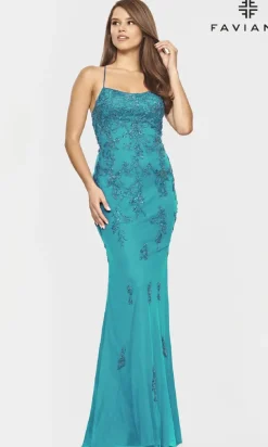 Faviana Long Yellow Prom Dress with Strappy Back