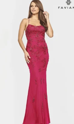 Faviana Long Yellow Prom Dress with Strappy Back