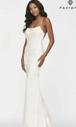 Faviana Long Yellow Prom Dress with Strappy Back