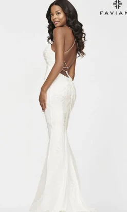 Faviana Long Yellow Prom Dress with Strappy Back