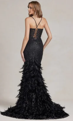 Feather And Sequin Prom Dress C111