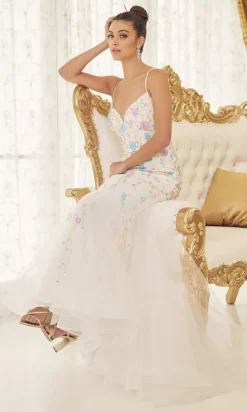 Floral-Embellished Long Mermaid Prom Dress C1117
