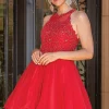 High-Neck Babydoll Fancy Short Homecoming Dress