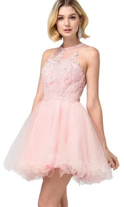 High-Neck Babydoll Fancy Short Homecoming Dress