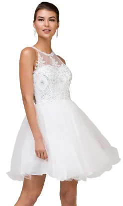 High-Neck Babydoll Fancy Short Homecoming Dress