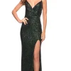 La Femme Corset Faux-Wrap Long Sequin Prom Dress