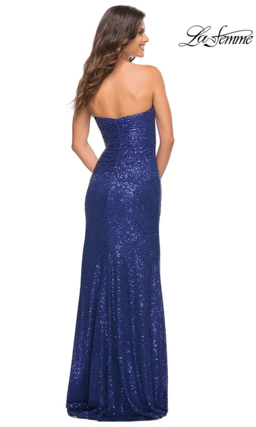 La Femme Long Strapless Prom Dress with Sequins