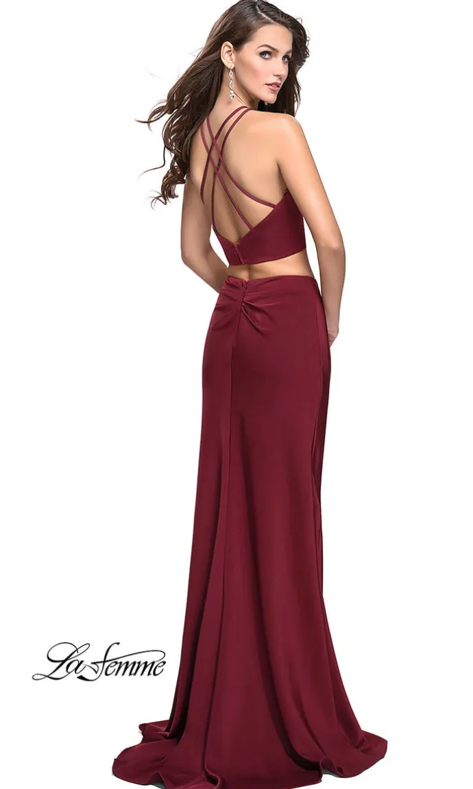 La Femme Long Two-Piece Prom Dress with Train