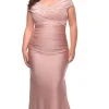 La Femme Off-Shoulder Long Plus-Size Prom Dress