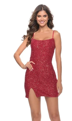 La Femme Scoop-Back Sequin Short Homecoming Dress