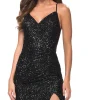 La Femme Short Black Sequin Cocktail Party Dress