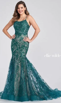Lace Up Back Mermaid Prom Dress In Lace EW122032