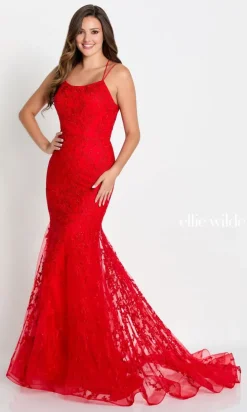 Lace Up Back Mermaid Prom Dress In Lace EW122032