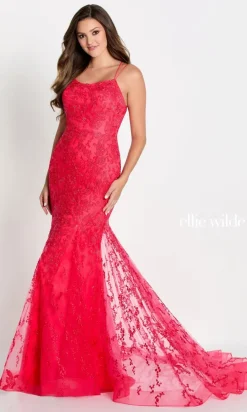 Lace Up Back Mermaid Prom Dress In Lace EW122032