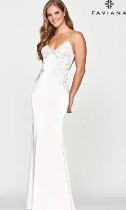 Lace-Up Faviana Light Blue Long Satin Prom Dress