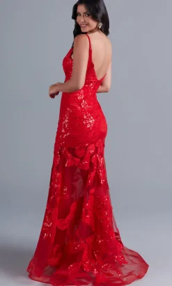 Long Red Lace Mermaid Prom Dress with Open Back