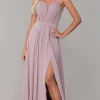 Long Sleeveless Pleated-Bodice Chiffon Prom Dress