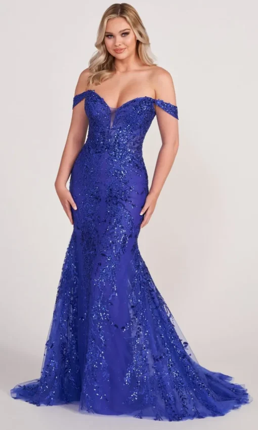 Off The Shoulder Lace Embroidered Prom Dress EW34007