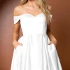 Off-Shoulder Short Homecoming Dress with Pockets