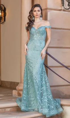 Off-the-Shoulder Embellished Long Prom Dress 4343