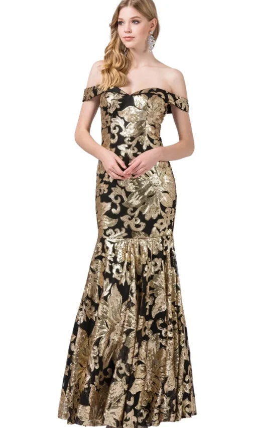 Off-the-Shoulder Sequin Mermaid Formal Gown