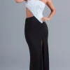 One-Shoulder Black and White Long Formal Dress