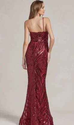 One-Shoulder Sequin-Pattern Long Prom Dress