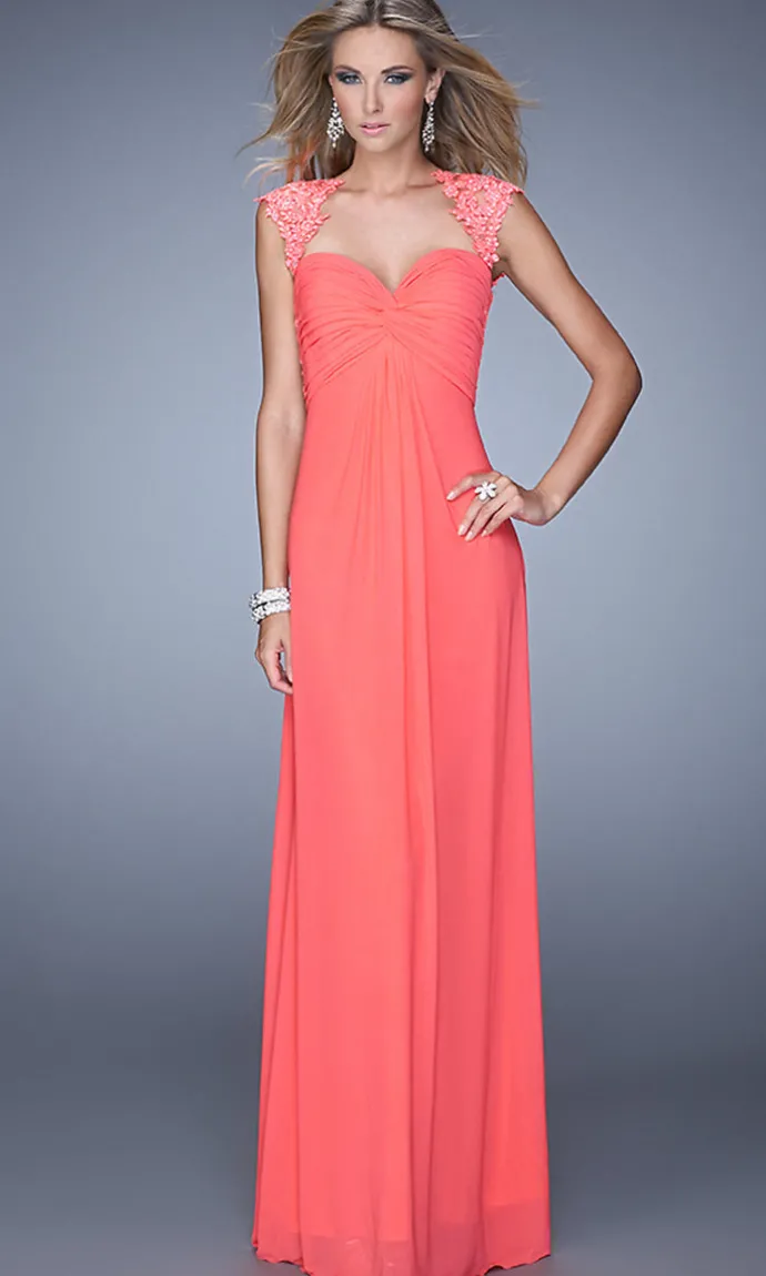 Open-Back Empire-Waist Long La Femme Prom Dress