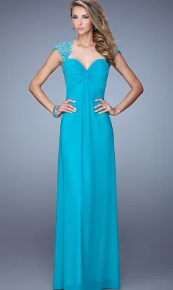 Open-Back Empire-Waist Long La Femme Prom Dress