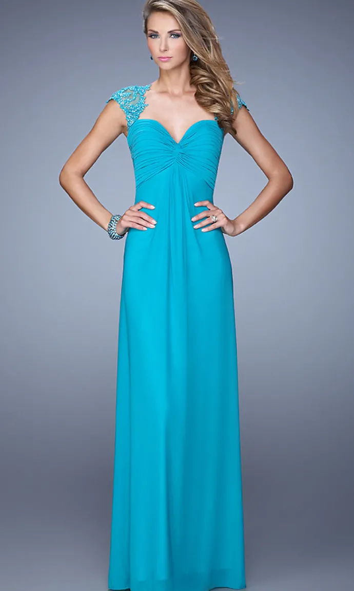 Open-Back Empire-Waist Long La Femme Prom Dress